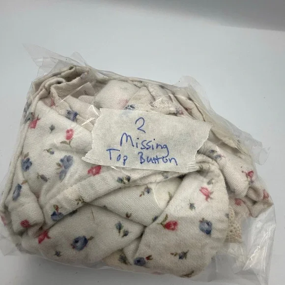 American Girl Doll Floral Pajamas Set Cream Pink Blue Lace Trim Fair Condition - Picture 2 of 8